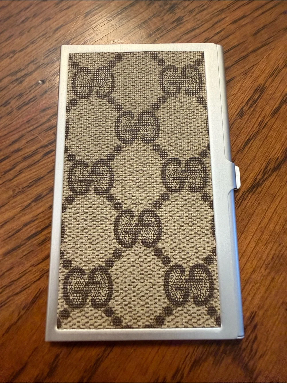 Gucci Beige Brown GG Monogram Card & Key Holder